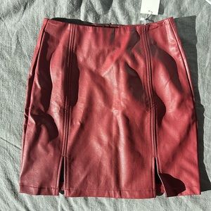 Burgundy pleather skirt